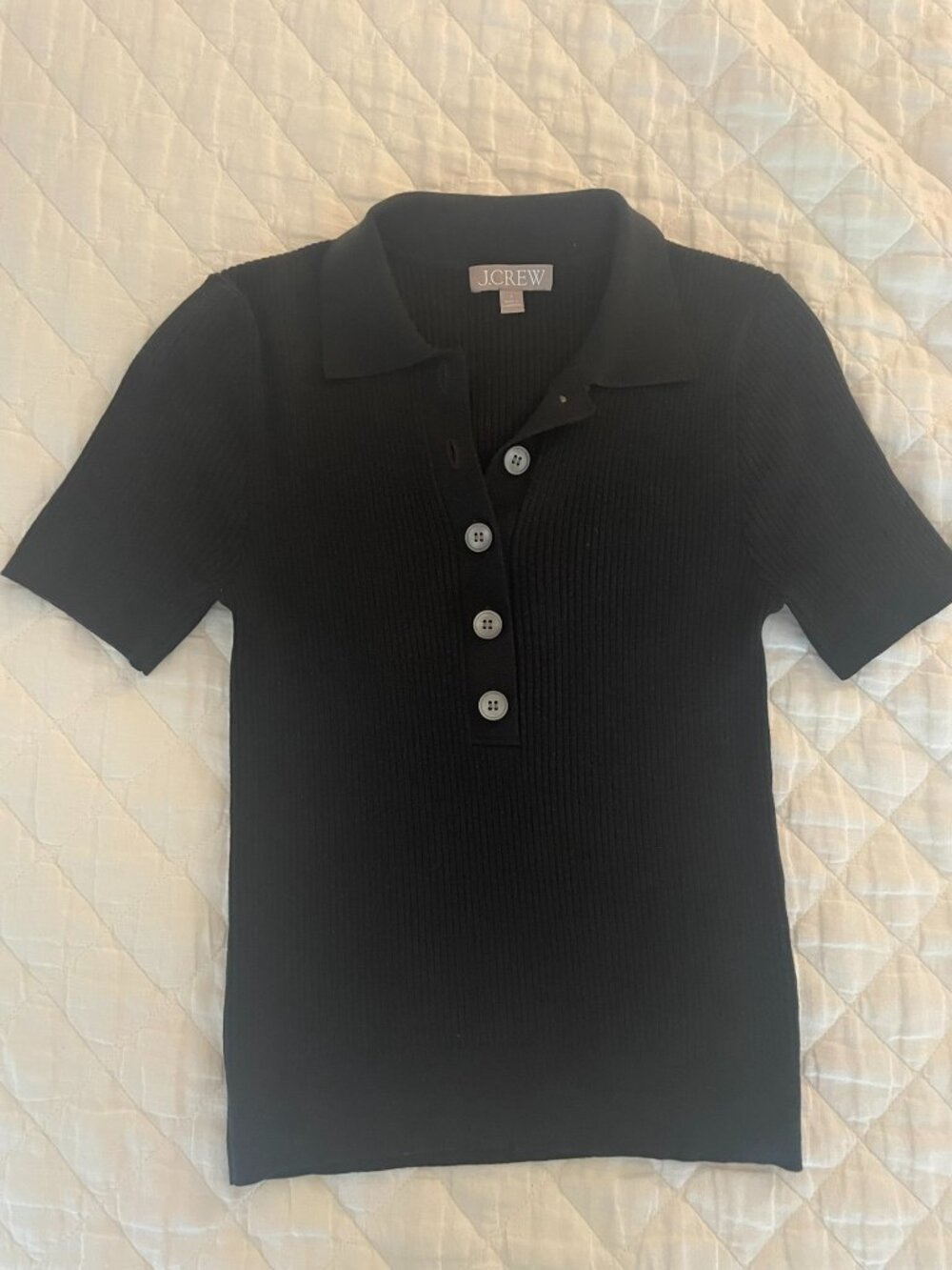 J. Crew Ribbed Sweater Polo Black Small
